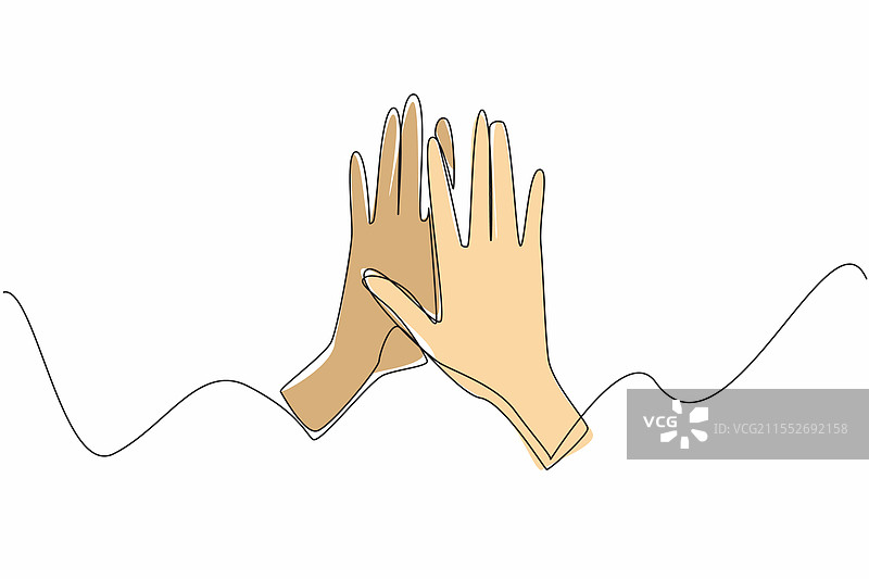 连续一笔画的两只手在做一个动作图片素材