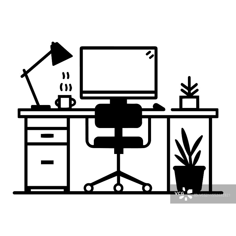 工作区桌面设置剪影设计图片素材
