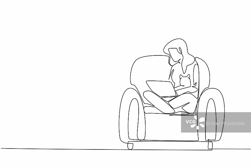 单线画的女性在工作图片素材