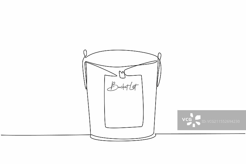单线连续画的桶和纸图片素材