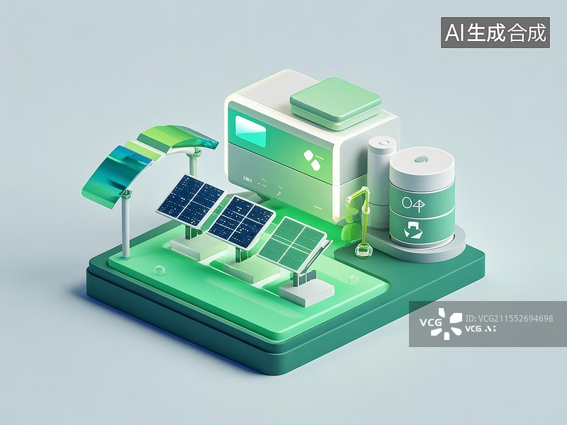 【AI数字艺术】绿色能源系统模型图片素材