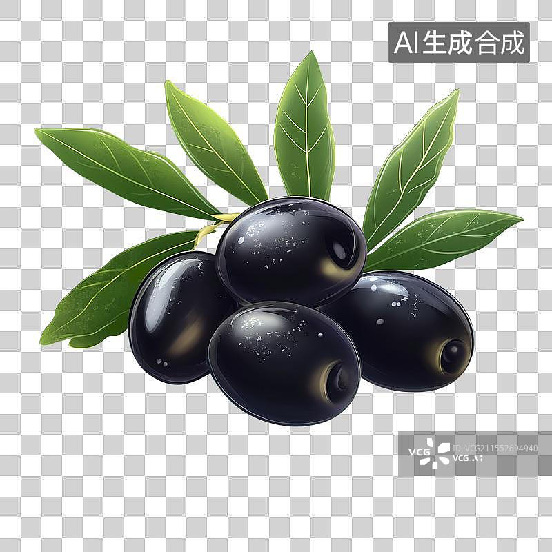 【AI数字艺术】新鲜黑橄榄插画图片素材