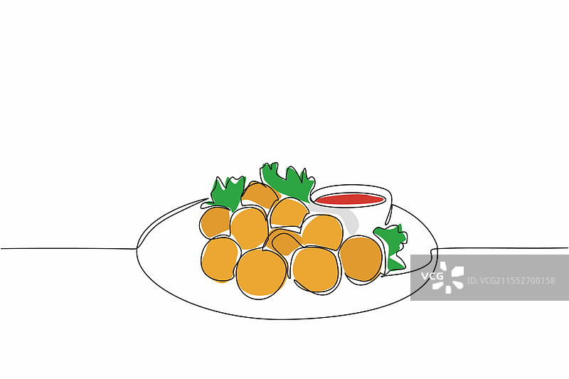 连续一笔画的奶酪球图片素材