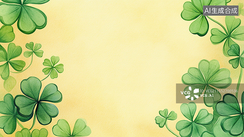 【AI数字艺术】水彩三叶草背景图片素材