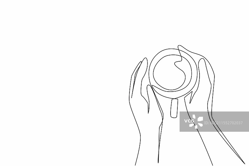 连续一笔画的两只手握着一个图片素材