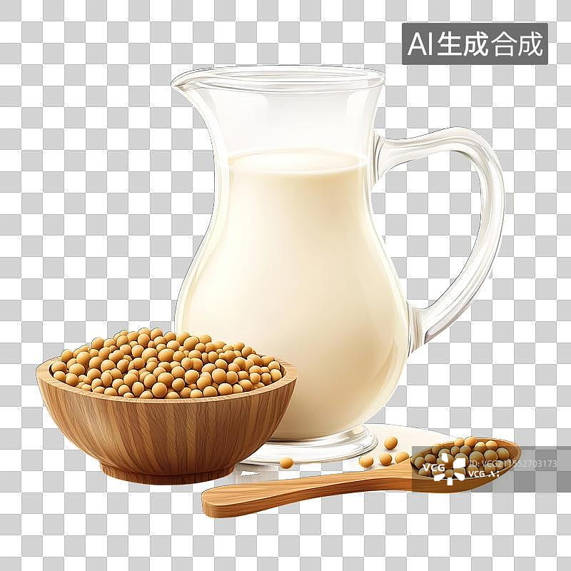 【AI数字艺术】白色的豆奶和大豆黄豆图片素材