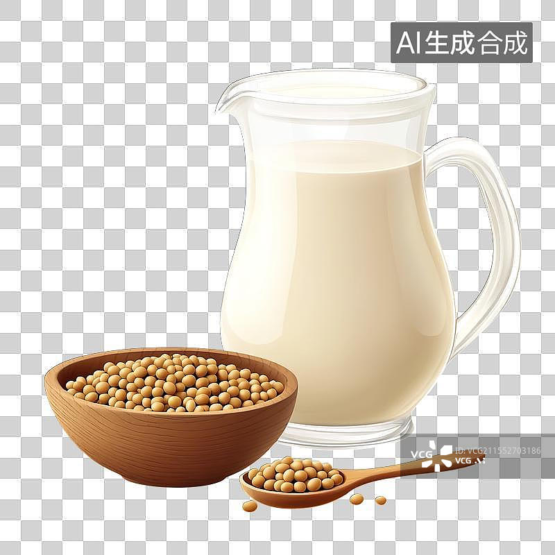 【AI数字艺术】白色的豆奶和大豆黄豆图片素材