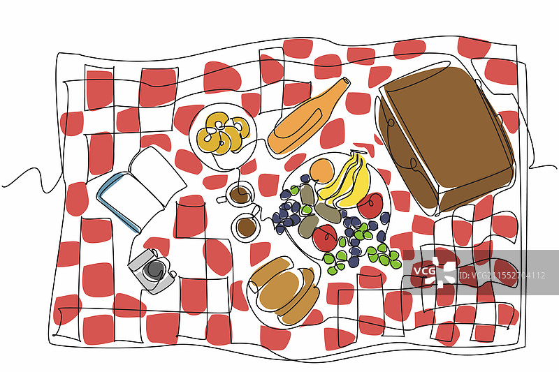 红白格子的一笔画图片素材