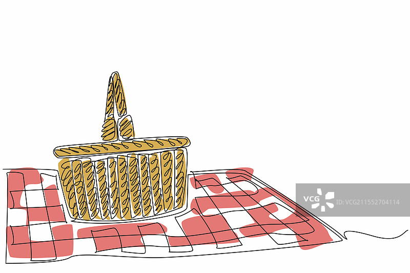 连续一笔画的野餐篮图片素材