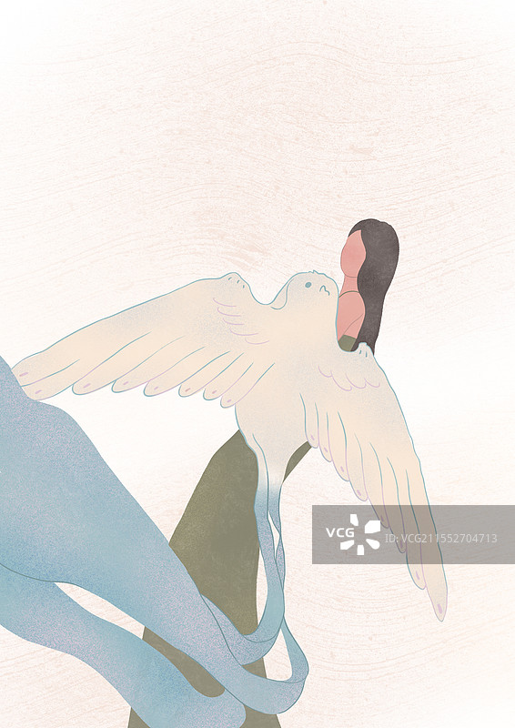 女孩与风筝插画图片素材