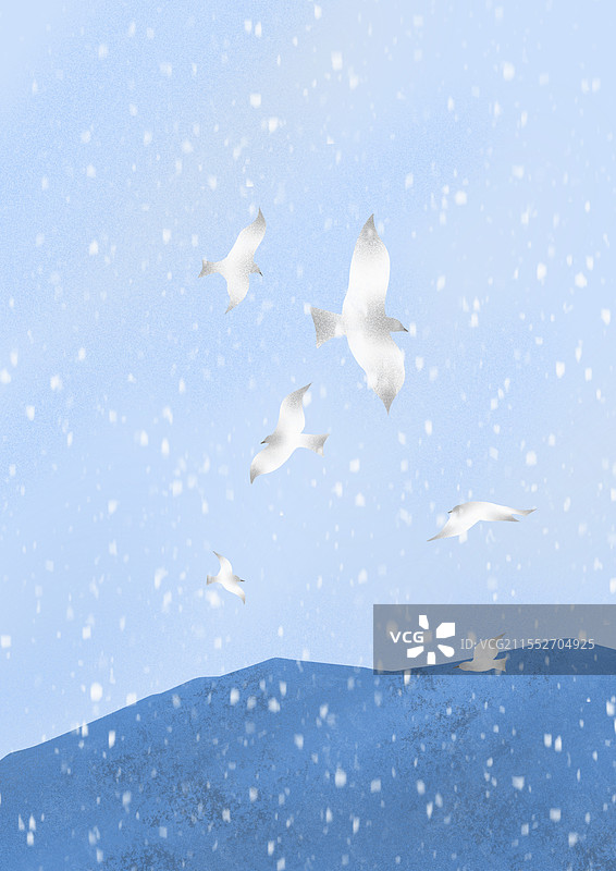 山里的飞鸟风景插画图片素材