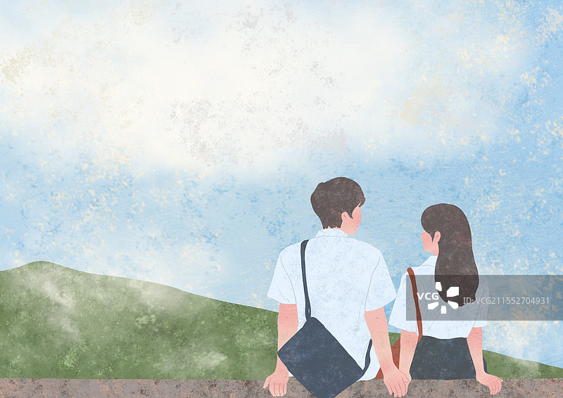 学生时代风景插画图片素材