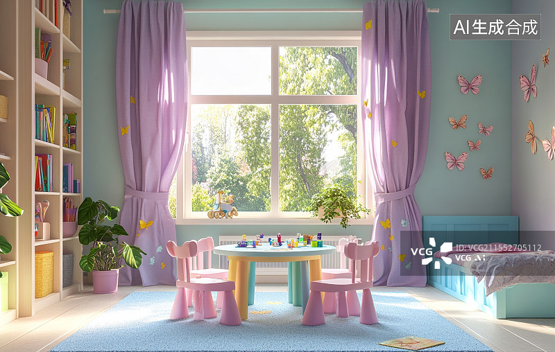 【AI数字艺术】儿童房间-可爱的装修风格图片素材
