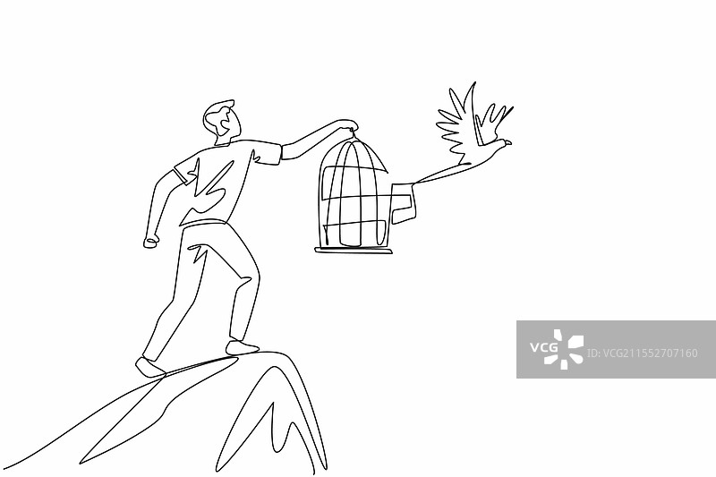 穿着休闲服的男人连续一笔画图片素材