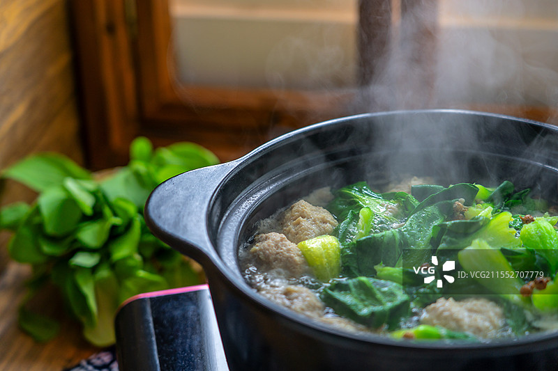 中华美食青菜猪肉丸子图片素材