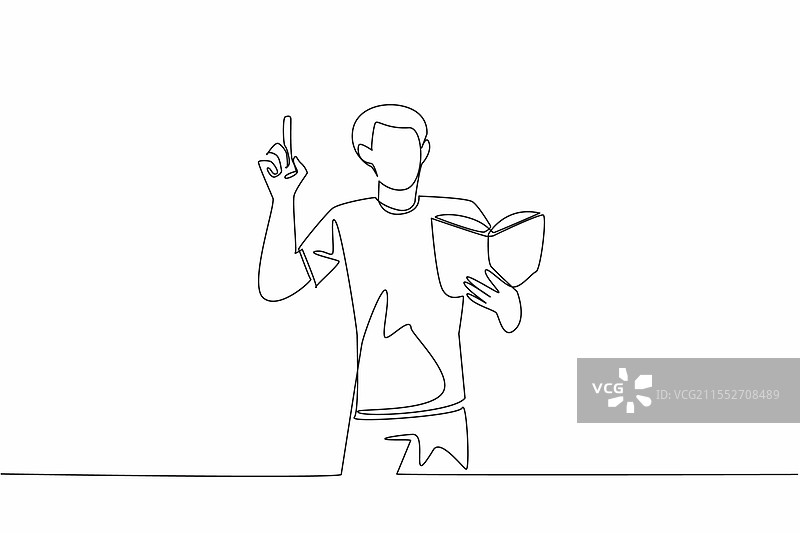 一笔画出一个站着阅读的男人图片素材