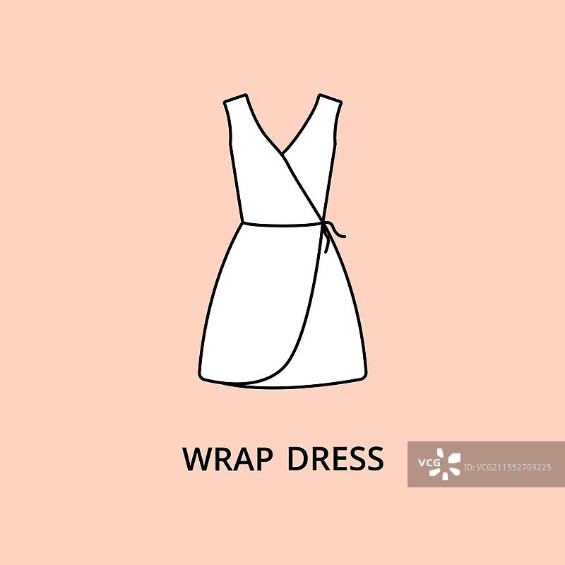 可编辑线条的裹身裙图标图片素材
