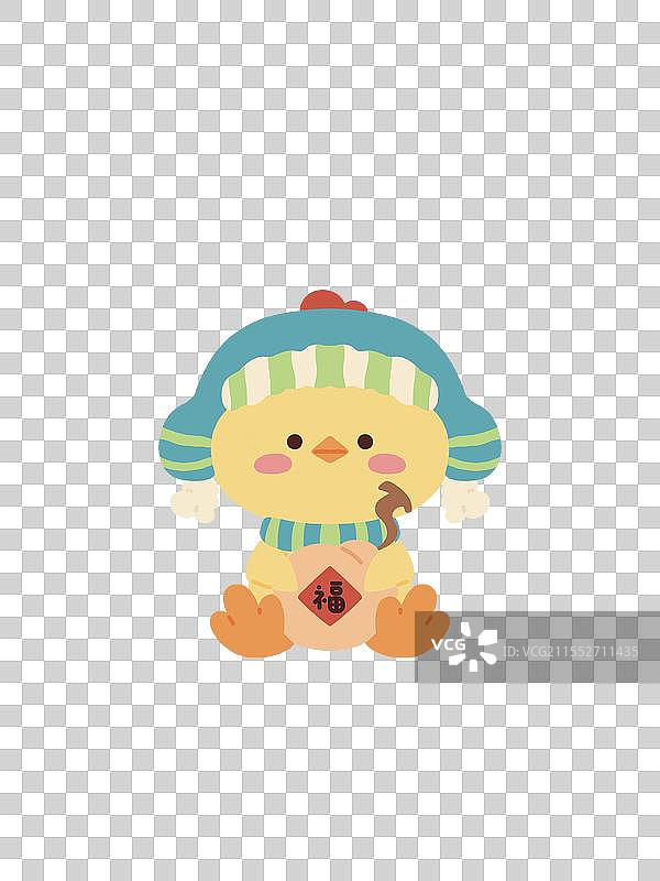 戴帽子抱葫芦可爱小鸡生肖图片素材