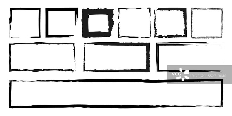 黑色磨损方形和矩形形状集合图片素材