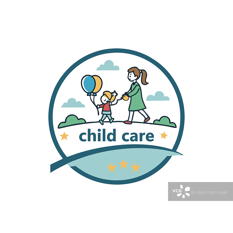 婴儿商店、儿童照护、日托学校和儿童标志图片素材
