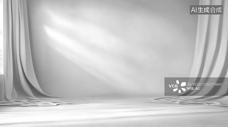 【AI数字艺术】简约白色摄影棚布景图片素材