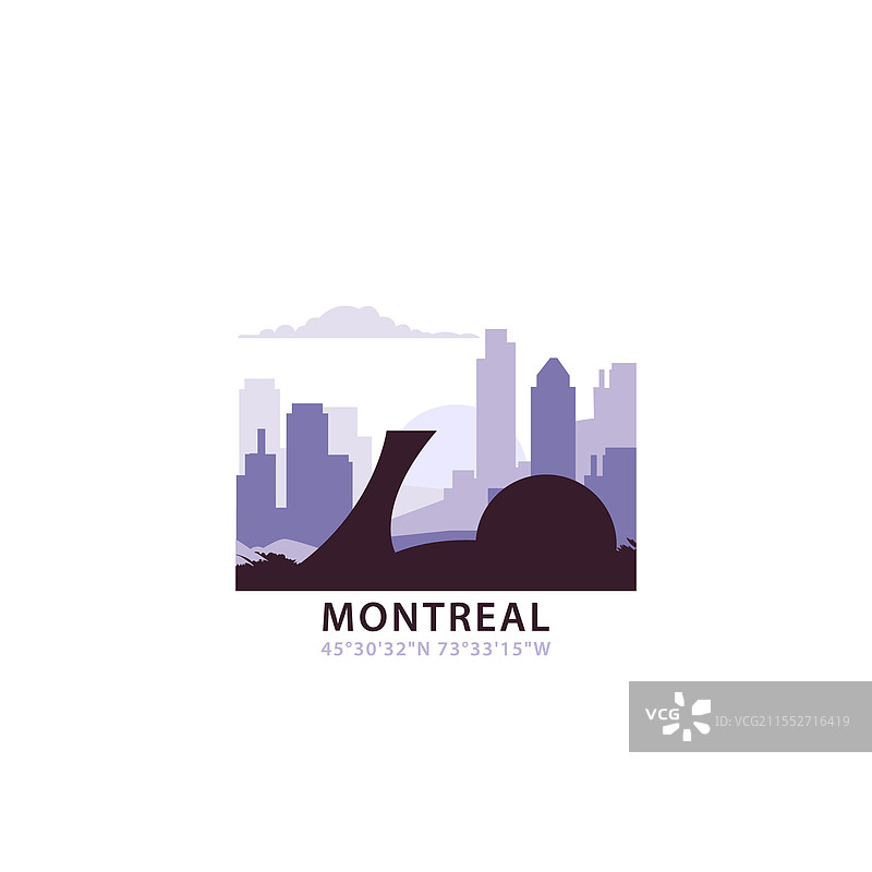 蒙特利尔标志与城市天际线复古图标图片素材
