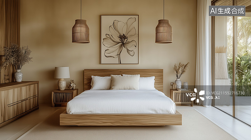 【AI数字艺术】极简风格卧室设计图片素材