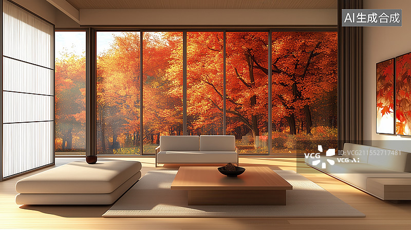 【AI数字艺术】秋日午后阳光客厅图片素材