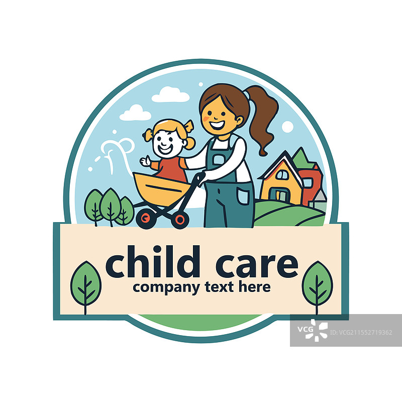 婴儿商店、儿童护理、日托学校和儿童标志图片素材
