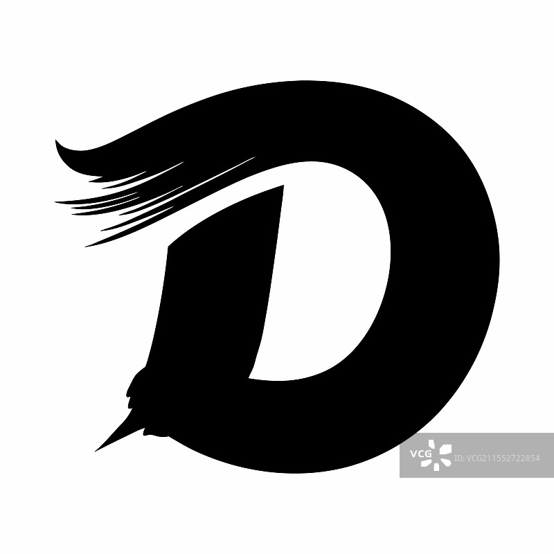 黑白图形设计的大写字母D图片素材