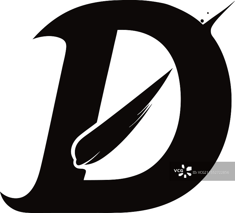 黑白图形设计的大写字母D图片素材