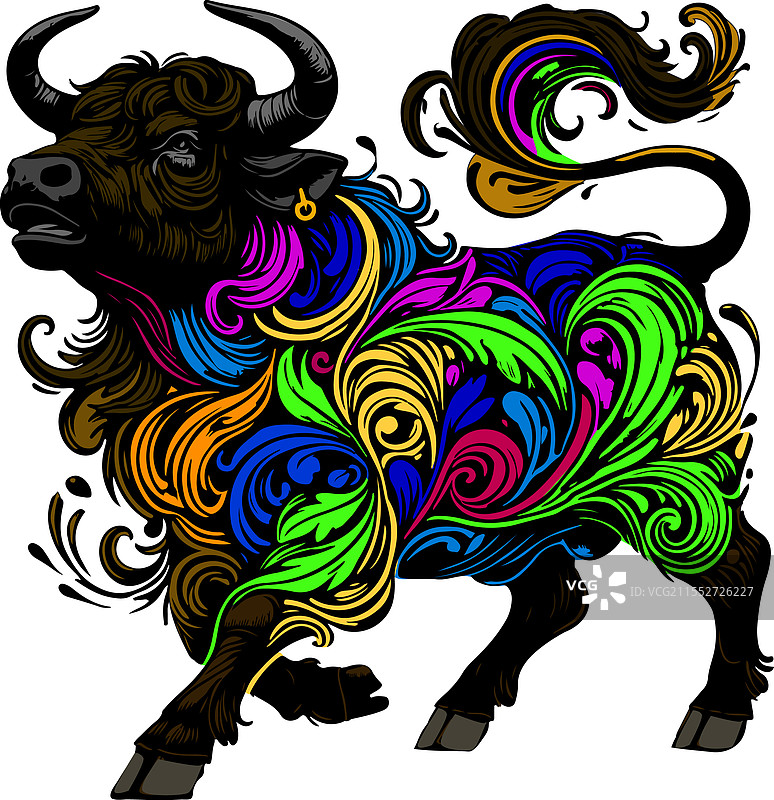 色彩斑斓的野牛图片素材