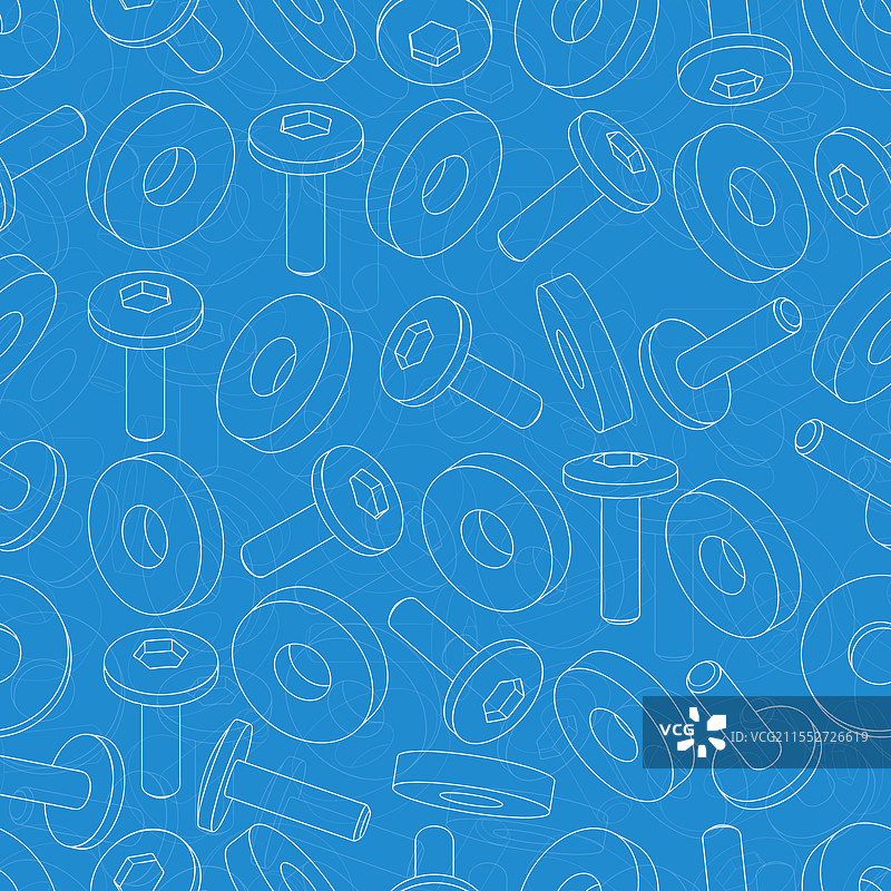 蓝色背景上的机械工程图纸图片素材