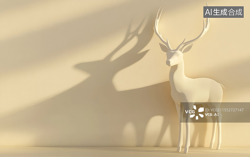 【AI数字艺术】白色鹿装饰图片素材