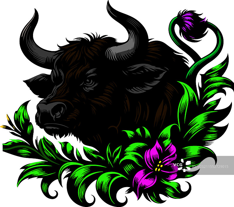 装饰精美的野牛风格图像图片素材