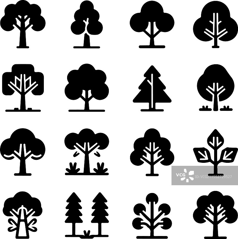 森林树木剪影图标图片素材