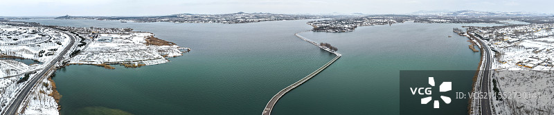 雪后的文昌湖断桥风景图片素材