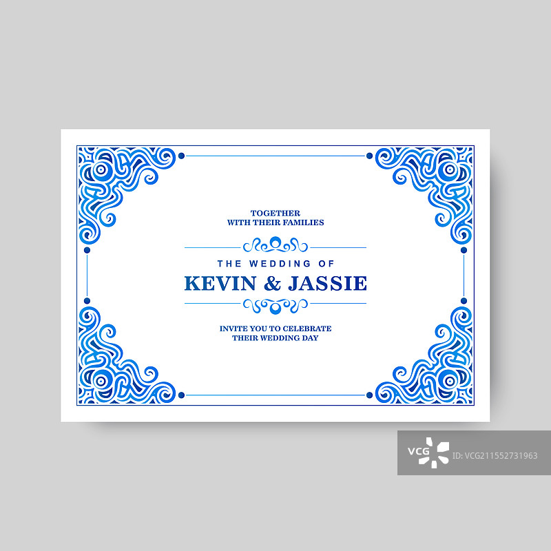 渐变复古婚礼邀请模板图片素材