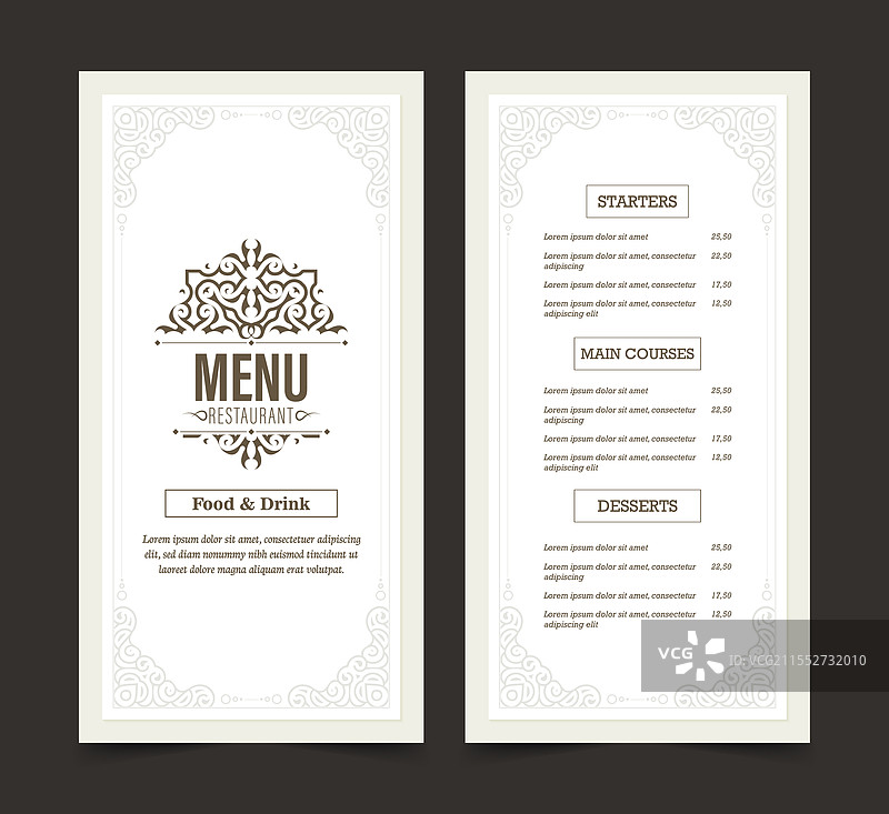 带有装饰元素的菜单布局图片素材