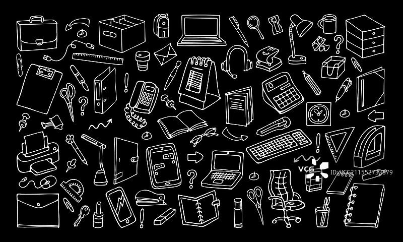 一套办公和学校用文具图片素材