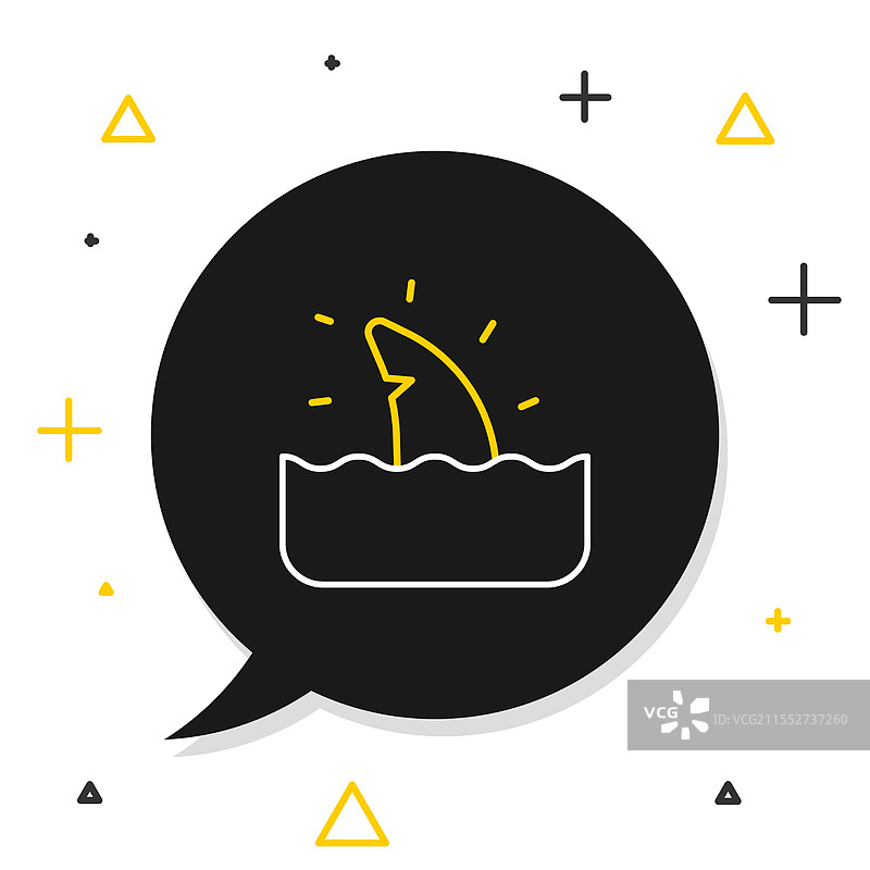 海浪中的鲨鱼鳍线条图标图片素材