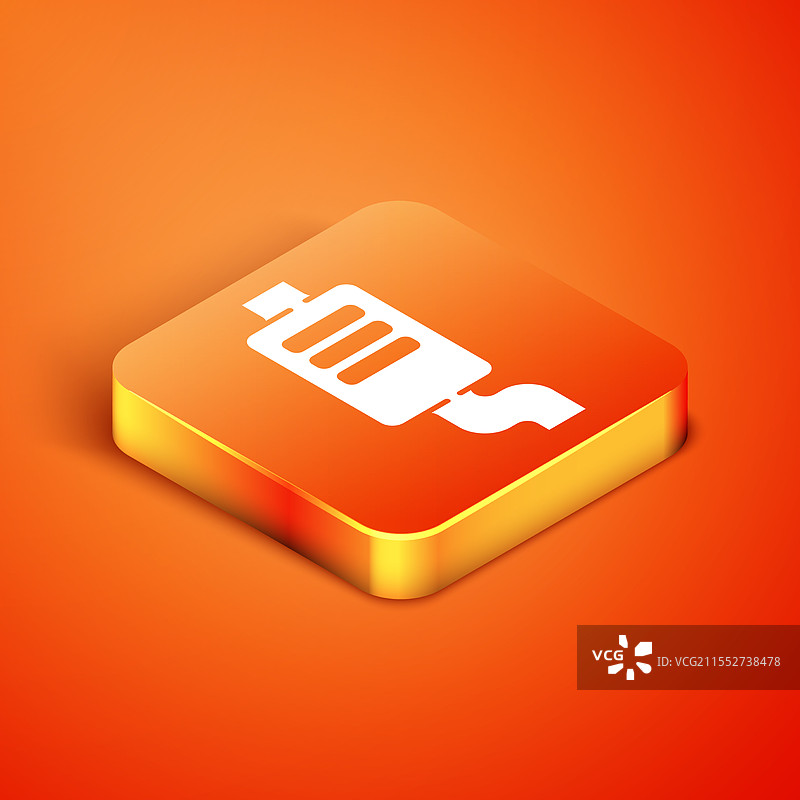 等距汽车消声器图标，背景为橙色图片素材