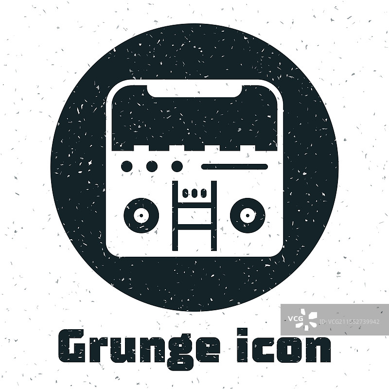 破旧的家庭立体声音响与两个扬声器图标图片素材