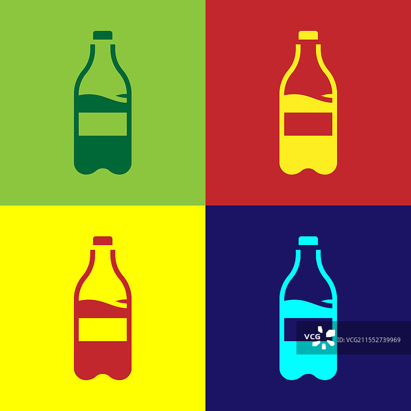 波普艺术风格的运动水瓶，带水图标，孤立背景图片素材