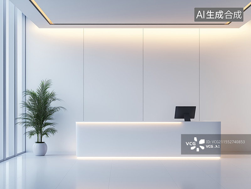 【AI数字艺术】现代城市建筑内部空间极简大厅图片素材
