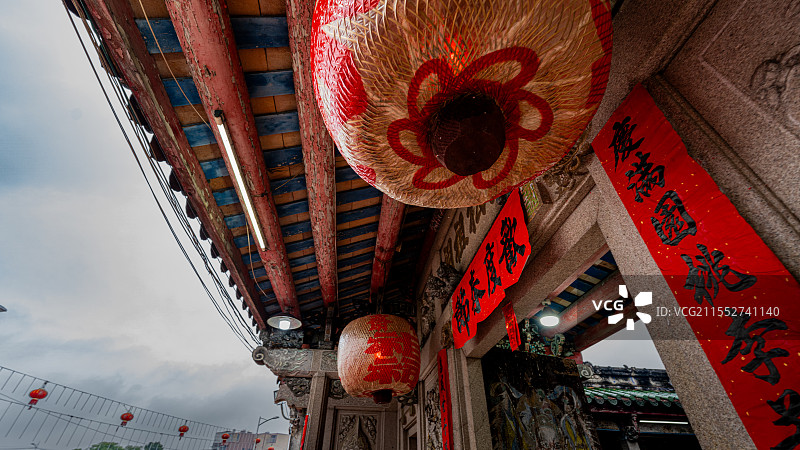 大长陇村 陈氏宗祠 对联 油纸灯笼图片素材