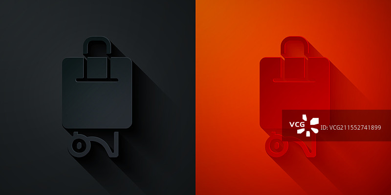 旅行图标：纸剪行李箱图片素材