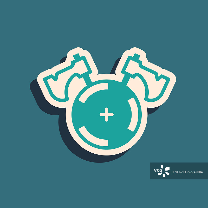 绿色中世纪盾牌与交叉斧头图标图片素材