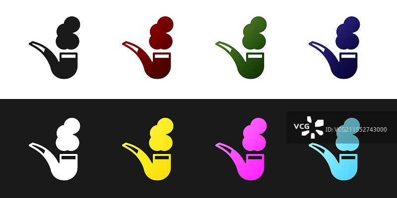 烟斗与烟雾图标的组合图片素材