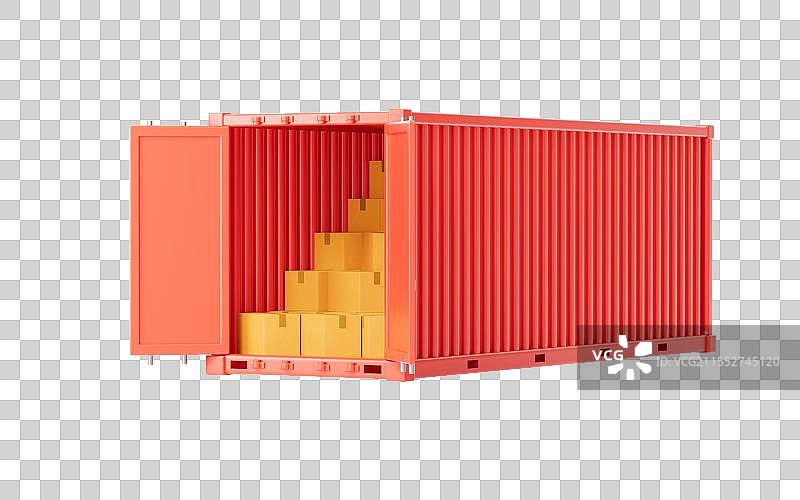 三维渲染的物流运输集装箱免抠元素图片素材